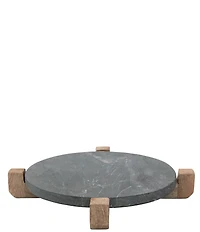 Creative Co Op Marble Serving Board with Mango Wood Stand