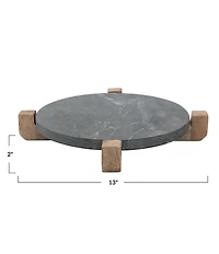 Creative Co Op Marble Serving Board with Mango Wood Stand
