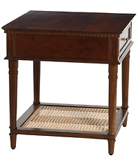 Creative Co Op Maxwelton Solid Wood End Table with Drawer and Woven Cane Storage Shelf