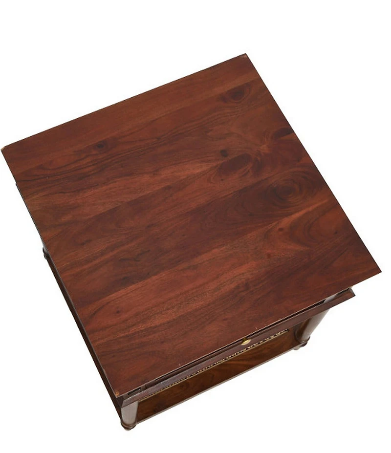 Creative Co Op Maxwelton Solid Wood End Table with Drawer and Woven Cane Storage Shelf