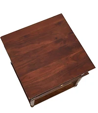 Creative Co Op Maxwelton Solid Wood End Table with Drawer and Woven Cane Storage Shelf