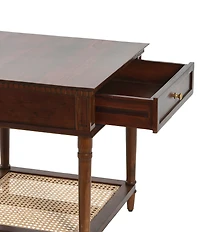 Creative Co Op Maxwelton Solid Wood End Table with Drawer and Woven Cane Storage Shelf