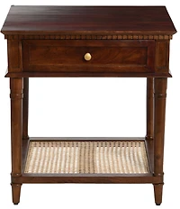 Creative Co Op Maxwelton Solid Wood End Table with Drawer and Woven Cane Storage Shelf