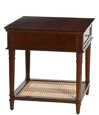 Creative Co Op Maxwelton Solid Wood End Table with Drawer and Woven Cane Storage Shelf