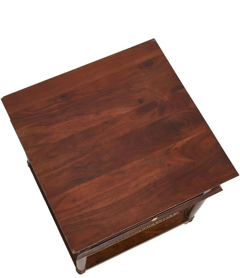 Creative Co Op Maxwelton Solid Wood End Table with Drawer and Woven Cane Storage Shelf