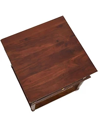 Creative Co Op Maxwelton Solid Wood End Table with Drawer and Woven Cane Storage Shelf