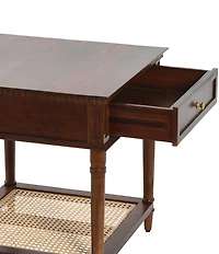 Creative Co Op Maxwelton Solid Wood End Table with Drawer and Woven Cane Storage Shelf
