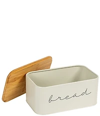 Creative Co Op Metal Bread Bin with Bamboo Lid