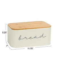 Creative Co Op Metal Bread Bin with Bamboo Lid