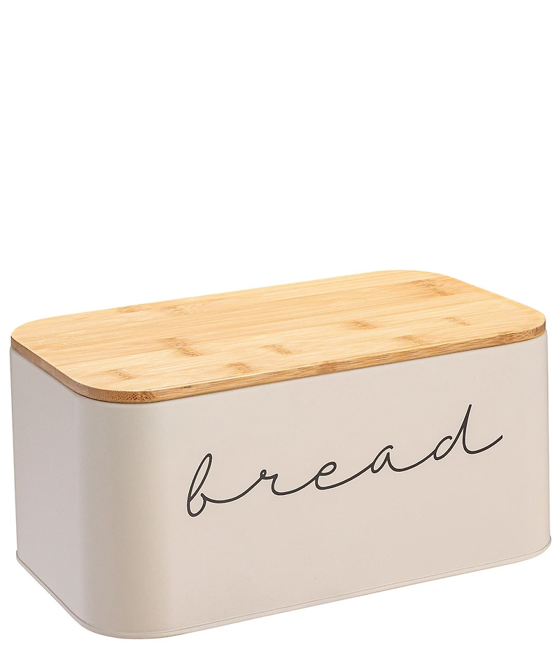 Creative Co Op Metal Bread Bin with Bamboo Lid