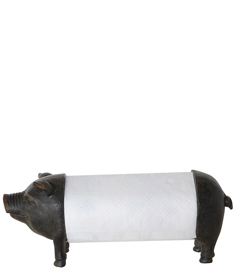 Creative Co Op Metal Pig Paper Towel Holder