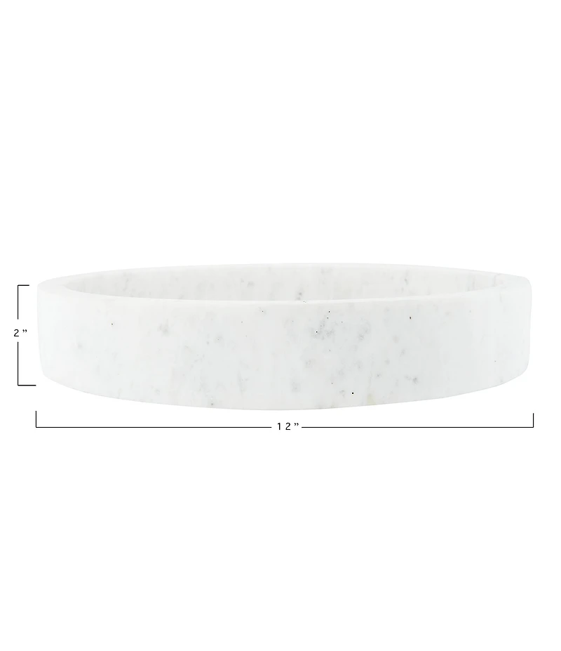 Creative Co Op Minimalist Round Carved Marble Tray