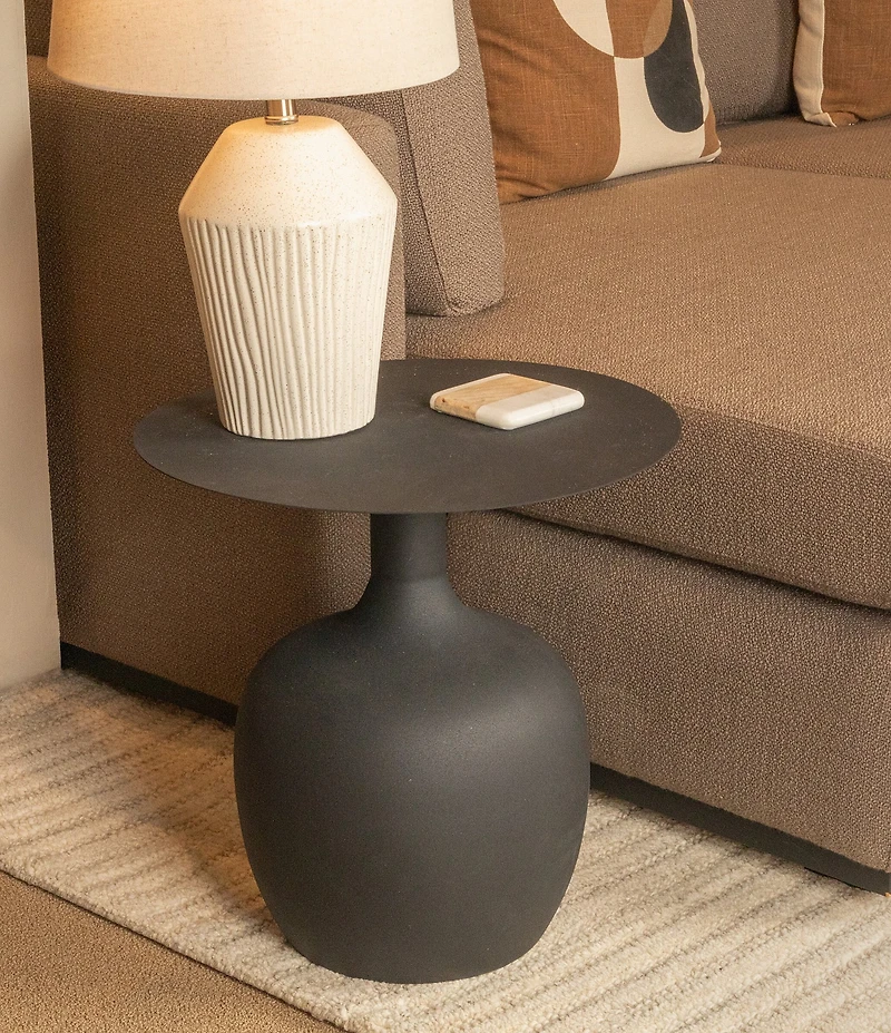 Creative Co Op Modern Textured Round Metal Side Accent Table