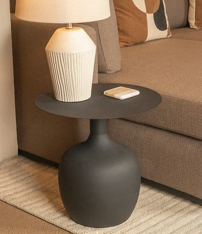 Creative Co Op Modern Textured Round Metal Side Accent Table