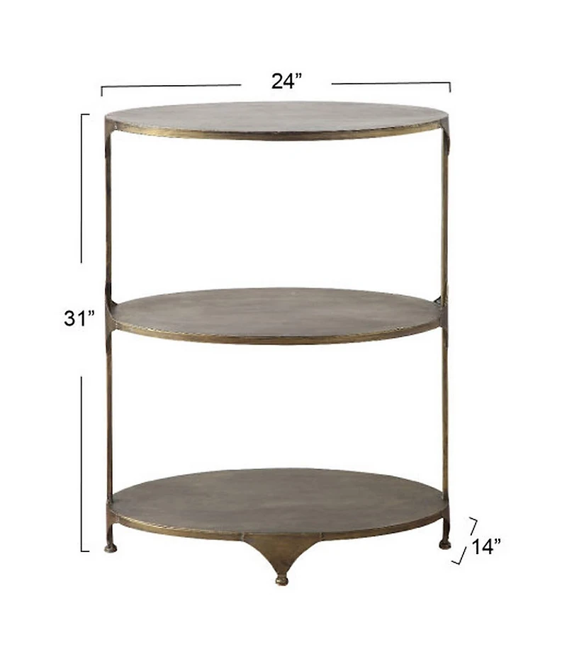 Creative Co Op Oval Shaped Metal 3-Tier Side Table