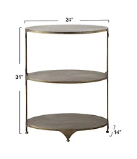 Creative Co Op Oval Shaped Metal 3-Tier Side Table