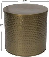 Creative Co Op Round Hammered Metal Drum Table or Planter with Lid