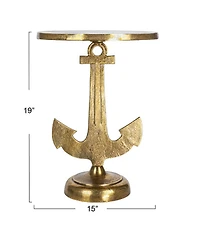 Creative Co Op Round Nautical Accent Table with Anchor Base in Cast Iron
