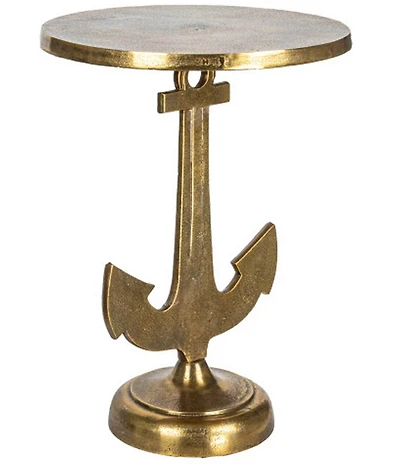 Creative Co Op Round Nautical Accent Table with Anchor Base in Cast Iron