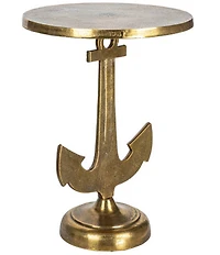 Creative Co Op Round Nautical Accent Table with Anchor Base in Cast Iron