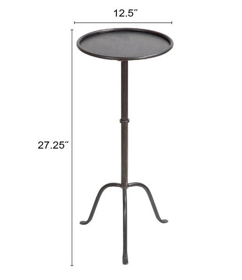 Creative Co Op Round Sleek Metal Martini Table, Black