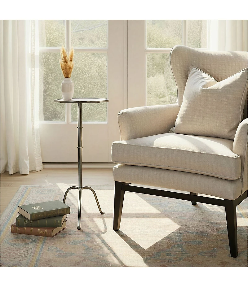 Creative Co Op Round Sleek Metal Martini Table, Black