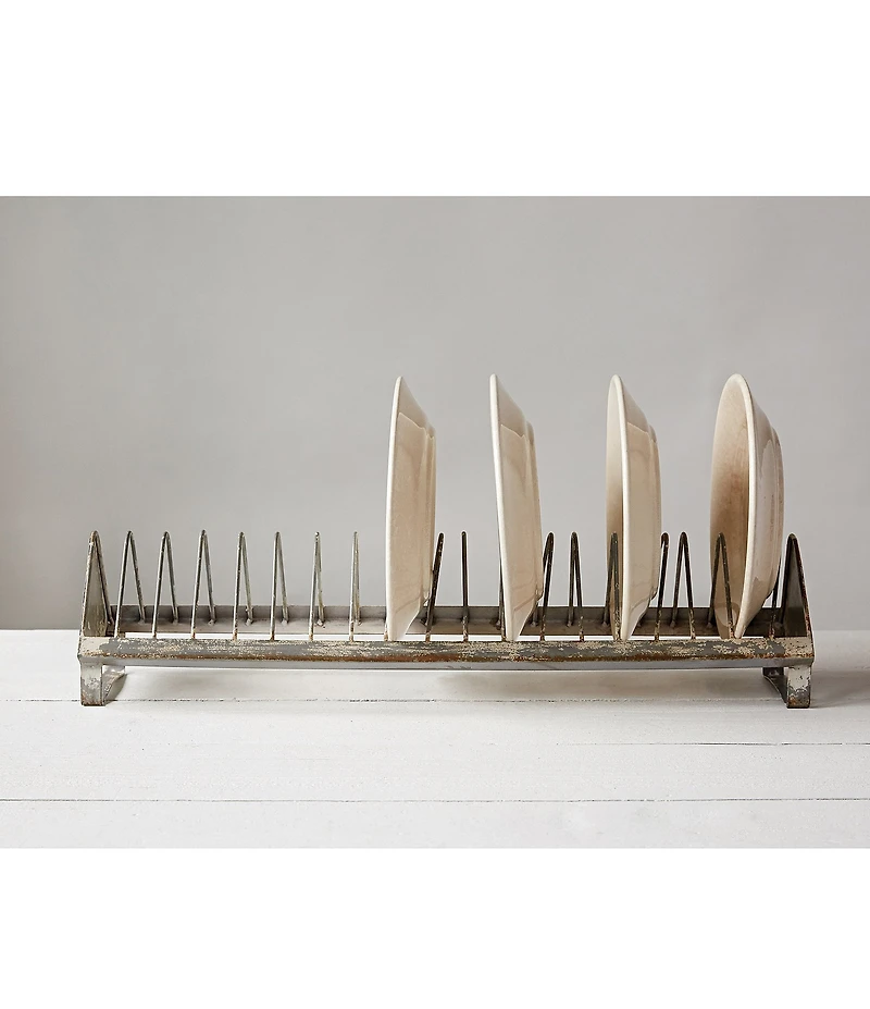Creative Co Op Rustic Farmhouse Metal Dish Rack with 18 Slots