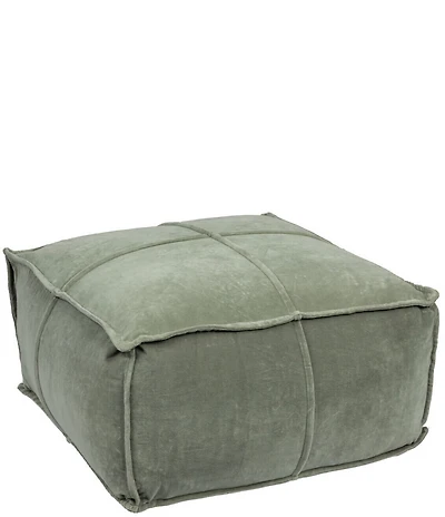 Creative Co Op Square Velvet Pouf with Piping