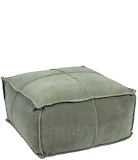 Creative Co Op Square Velvet Pouf with Piping