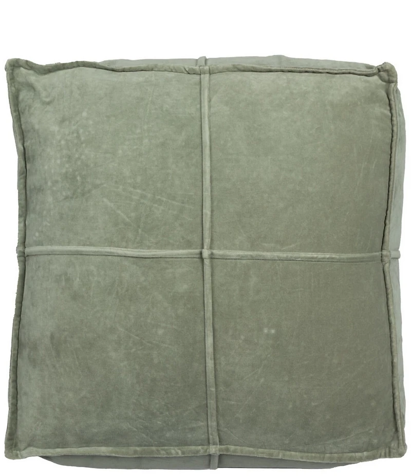 Creative Co Op Square Velvet Pouf with Piping