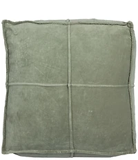 Creative Co Op Square Velvet Pouf with Piping
