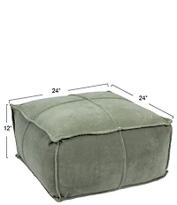 Creative Co Op Square Velvet Pouf with Piping