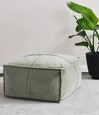 Creative Co Op Square Velvet Pouf with Piping