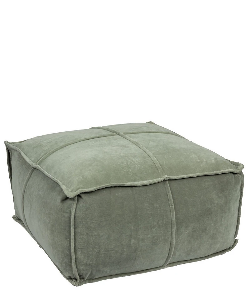 Creative Co Op Square Velvet Pouf with Piping