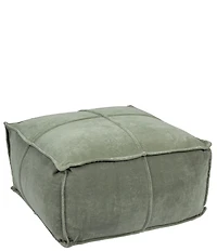 Creative Co Op Square Velvet Pouf with Piping