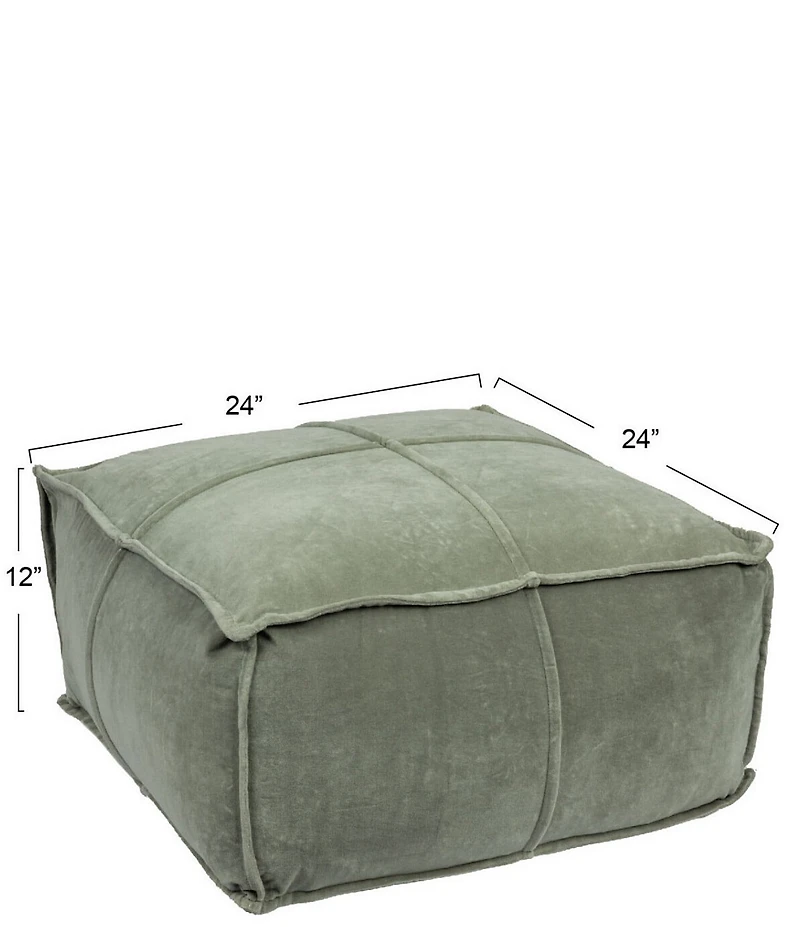 Creative Co Op Square Velvet Pouf with Piping