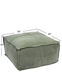 Creative Co Op Square Velvet Pouf with Piping