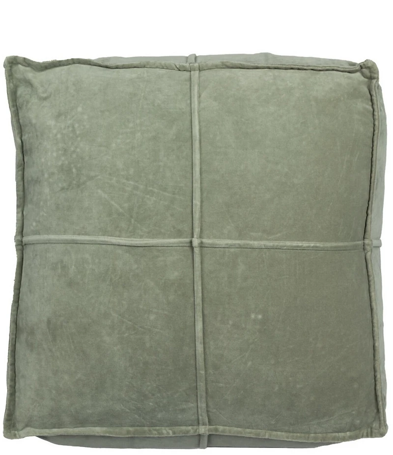 Creative Co Op Square Velvet Pouf with Piping