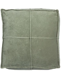Creative Co Op Square Velvet Pouf with Piping