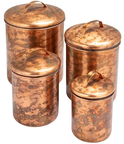 Creative Co Op Stainless Steel Canisters Oxidized Copper Finish, Set of 4