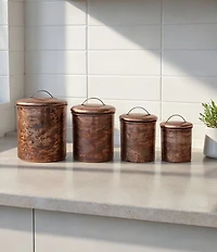 Creative Co Op Stainless Steel Canisters Oxidized Copper Finish, Set of 4