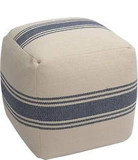 Creative Co Op Striped Square Cotton Canvas Pouf