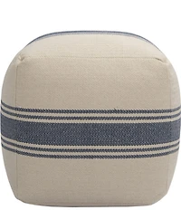 Creative Co Op Striped Square Cotton Canvas Pouf