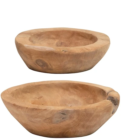 Creative Co Op Teakwood Bowls, Set of 2