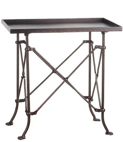 Creative Co Op Vintage Rectangular Metal Side Table with Unique Claw Sole Feet