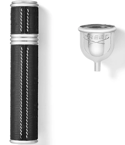 CREED Refillable Travel Perfume Atomizer in Silver with Black Leather, 0.33-oz.