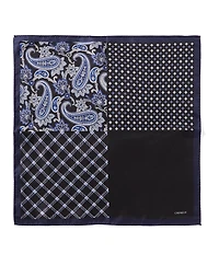 Cremieux 4-Square Joshua Paisley/Check Woven Silk Pocket Square
