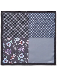 Cremieux Aaron Floral/Plaid Four Square Woven Silk Pocket Square