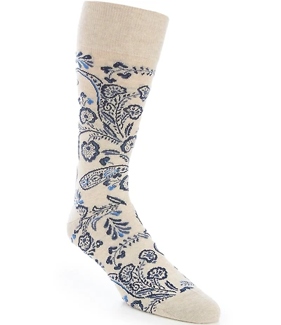 Cremieux Batik Floral Crew Dress Socks