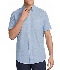 Cremieux Big & Tall Blue Label Short Sleeve Hidden Button Down Fish Seersucker Performance Woven Shirt